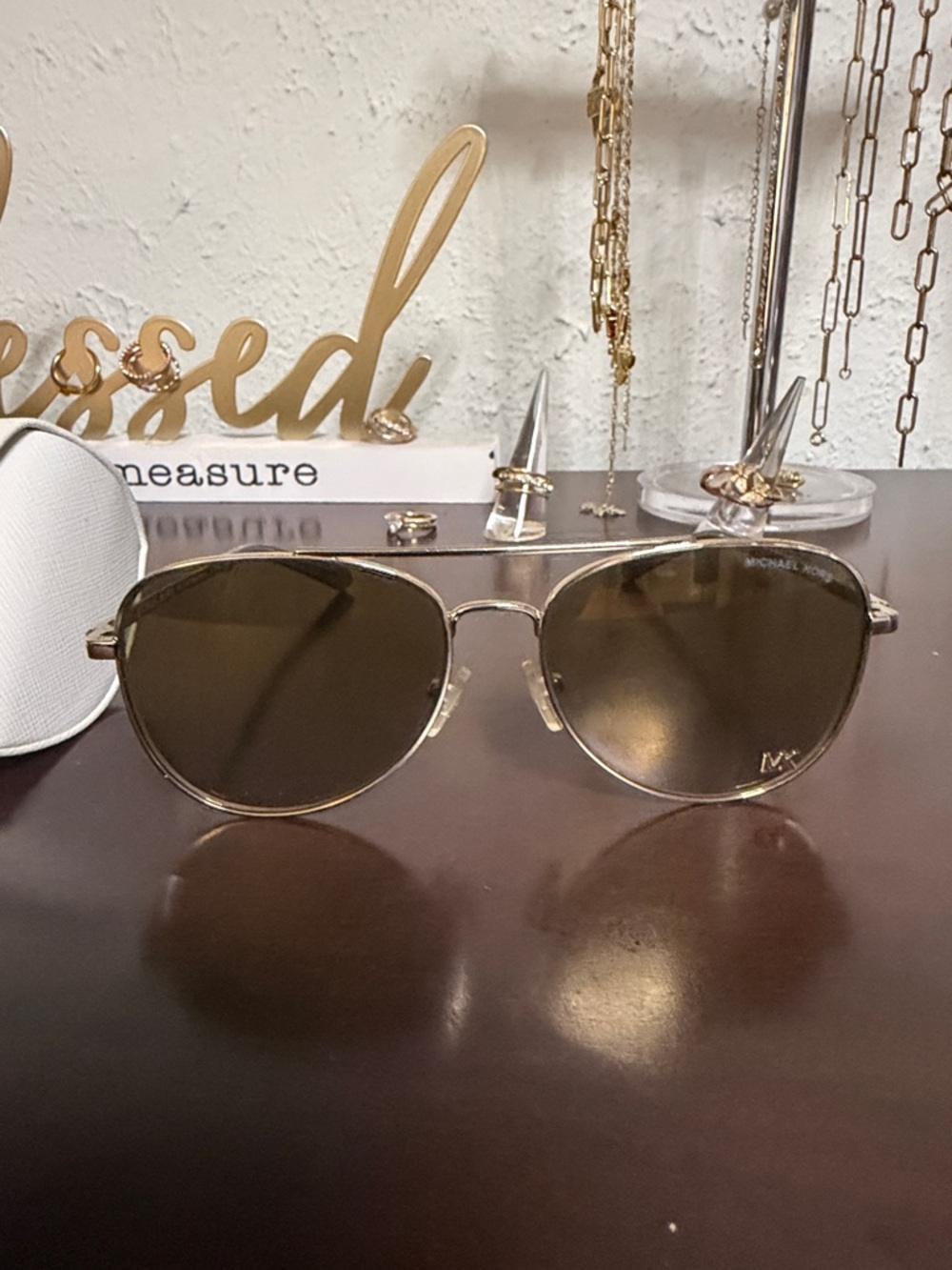 Michael Kors Gold Frame Sunglasses with Brown Lenses